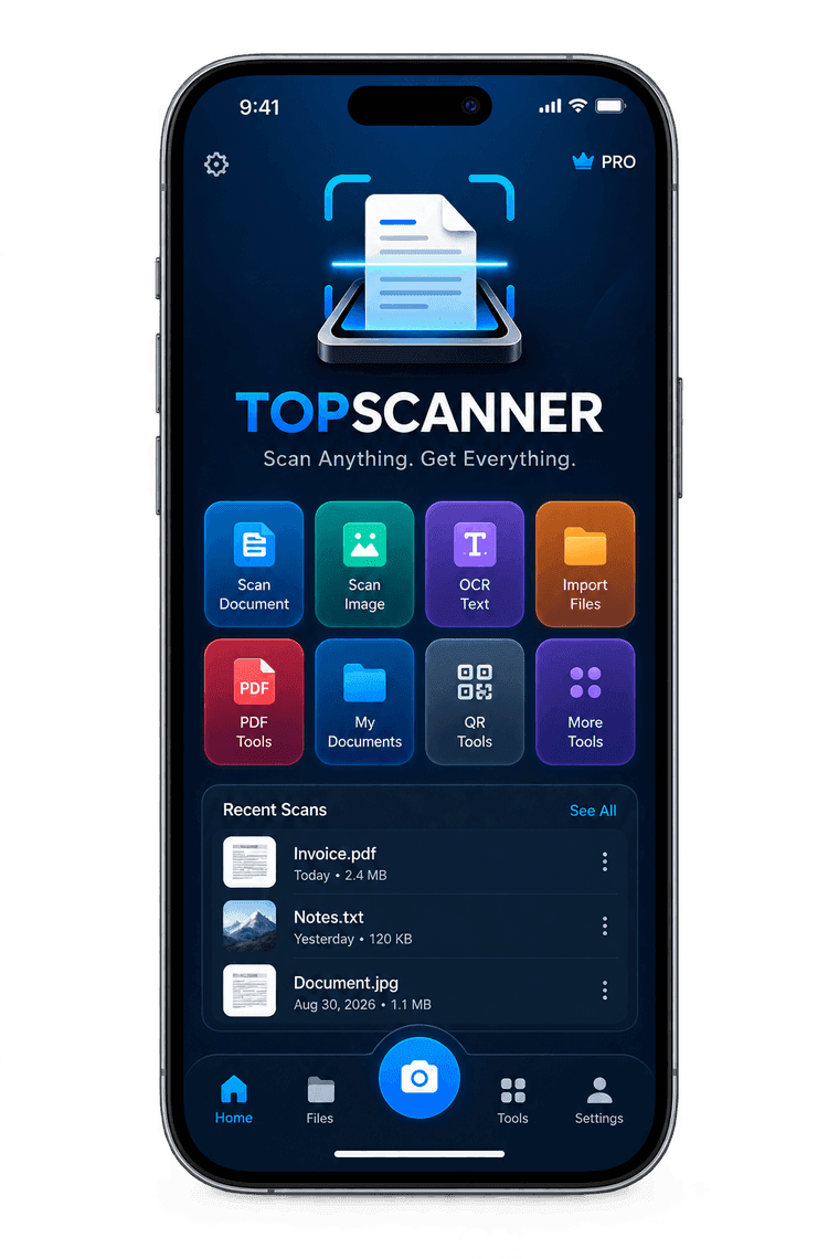 TopScanner app on a phone